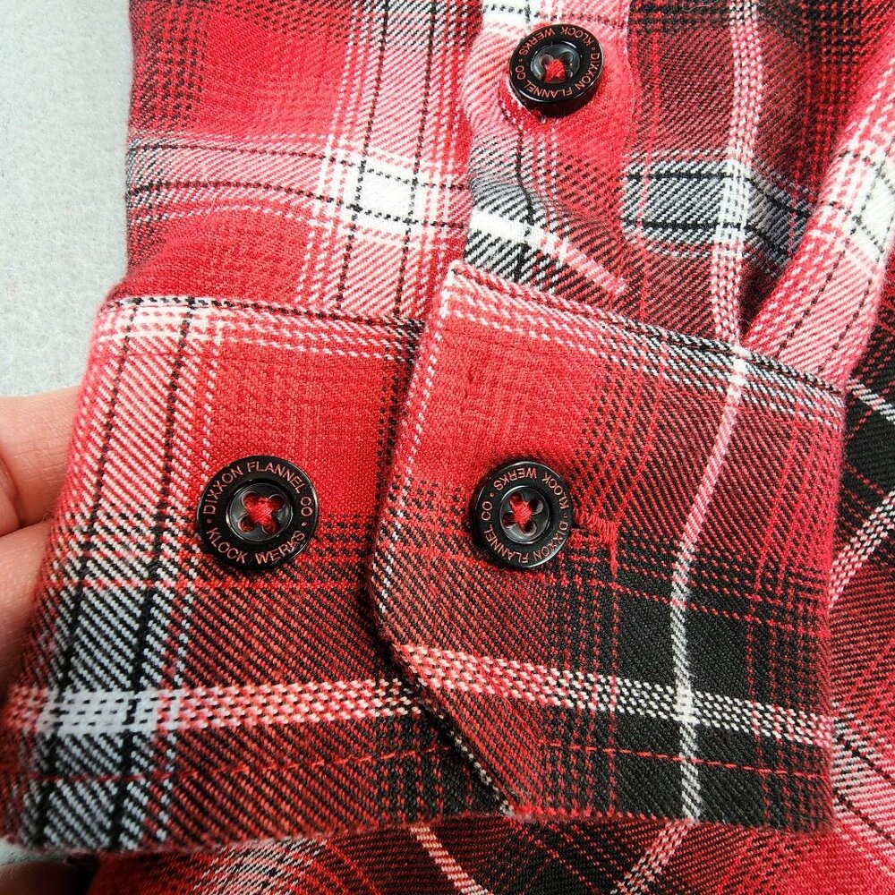 Dixxon Flannel Company x Kustom Klover Cycles Red Black Plaid Flannel Shirt 2X - Picture 8 of 12